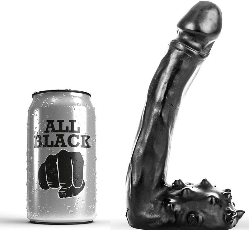 Enjoy slim, sleek pleasure with the All Black Dildo Tall Slim. Textured balls add stimulation. Body-safe, suitable for all users, and compatible with any lubricant.1